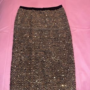 Gold sequin pencil skirt